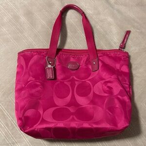 COACH Fuchsia Signature Nylon Tote Bag